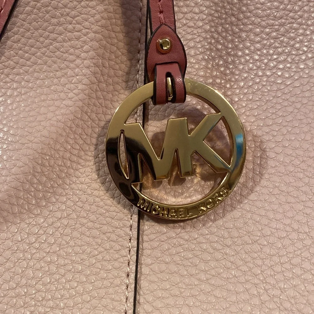 🩷Michael Kors🩷Colorblock💕Pale Pink w/ Dark Mauve💕Large Tote/Like New - Picture 5 of 15